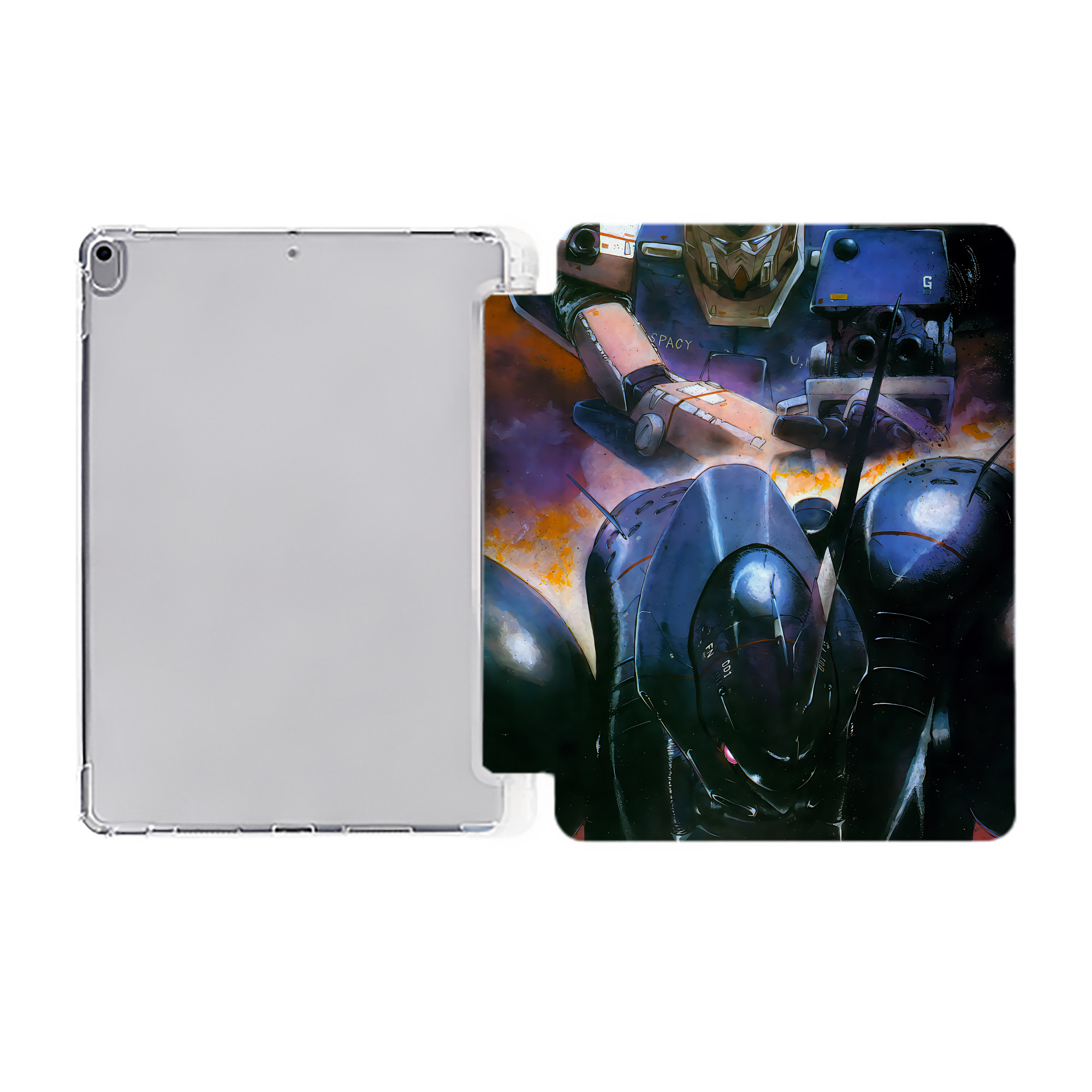 （画像用） 機動戦士ガンダム Mobile Suit Gundam IPad ケース ペン収納付き 三つ折りスタンド PUレザー×シリコン 対応機種9.5/10.5/10.9インチ